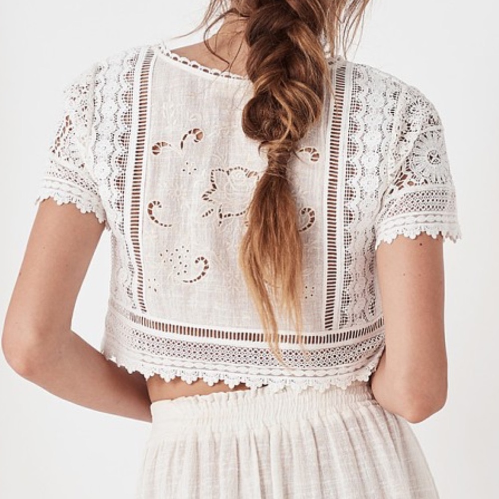 Spell and the Gypsy collective design Abigail lace crop crochet top blouse shirt - Picture 4 of 17